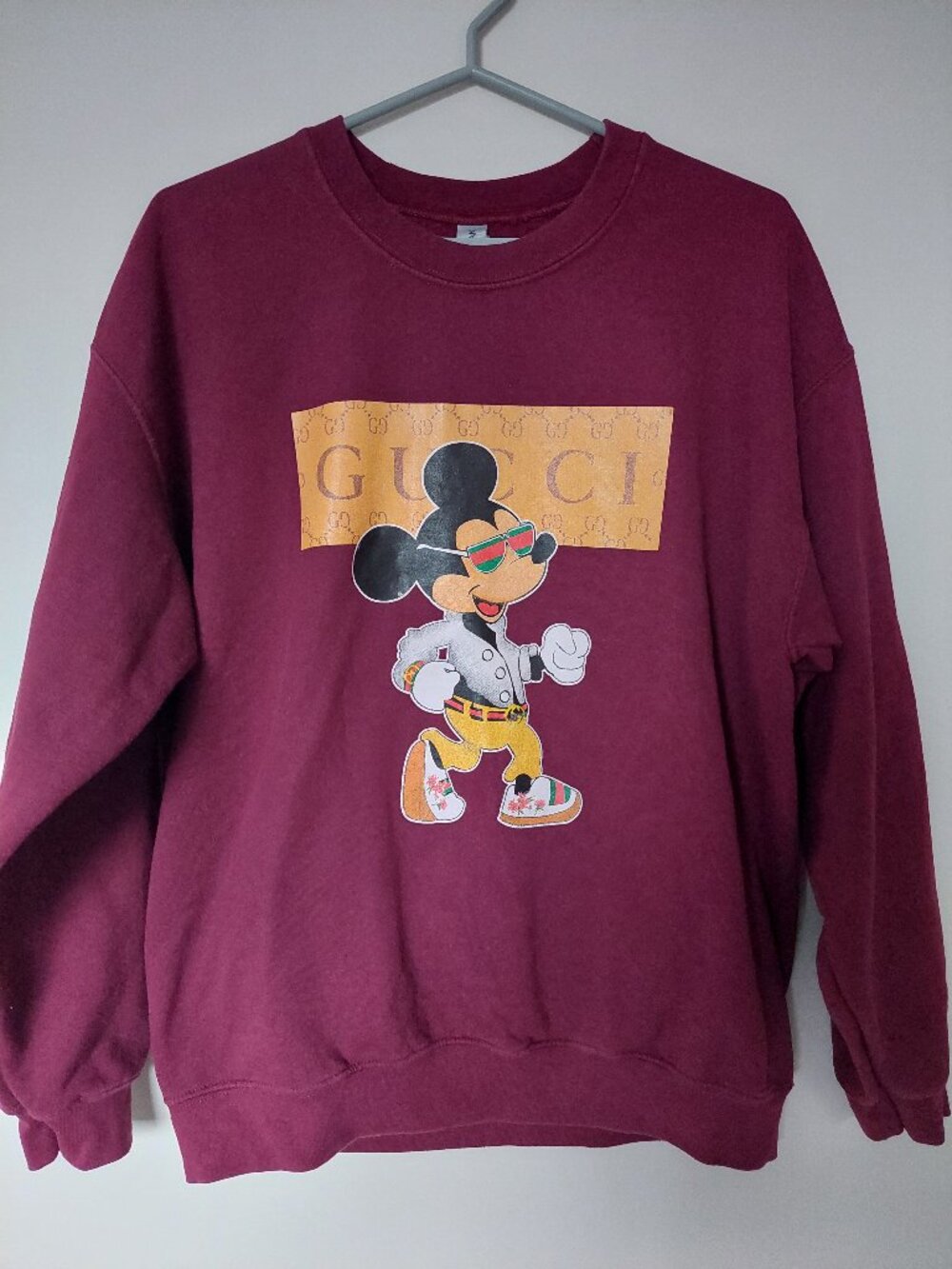 Mickey Mouse In Sunglasses Beneath a Gucci Logo Block Unisex L